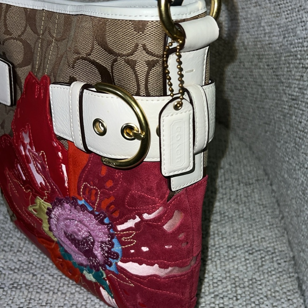 Vintage Coach POPPY LIMITED EDITION RARE FORAL Jacquard & leather bag #6123 - Picture 9 of 12